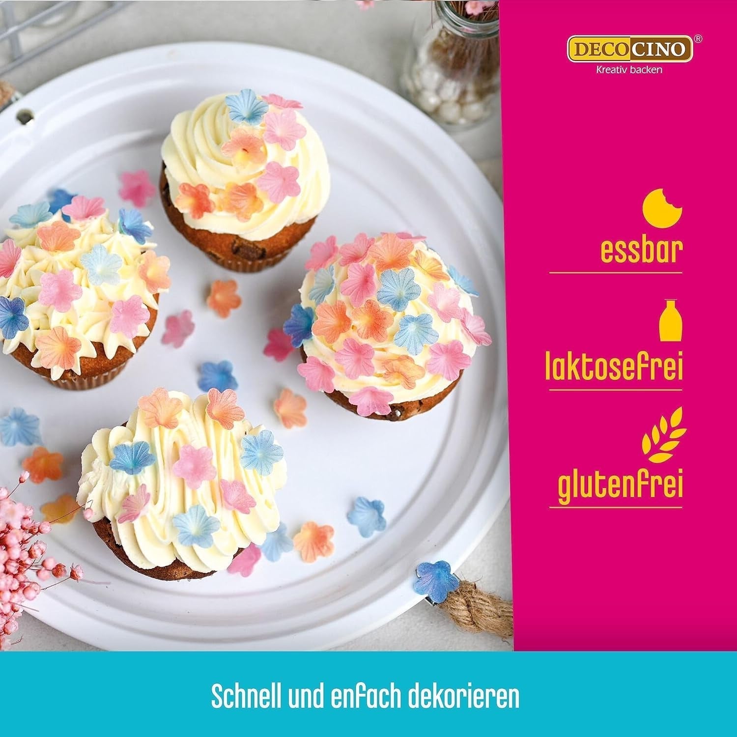 DECOCINO Oblaten-Blumen Pastel - Essbare Blüten Aus Esspapier, Ideal Zum Dekorieren Von Hochzeits-Torten, Geburtstags-Kuchen, Cupcakes Uvm. Vernis et Décor Naty Shop