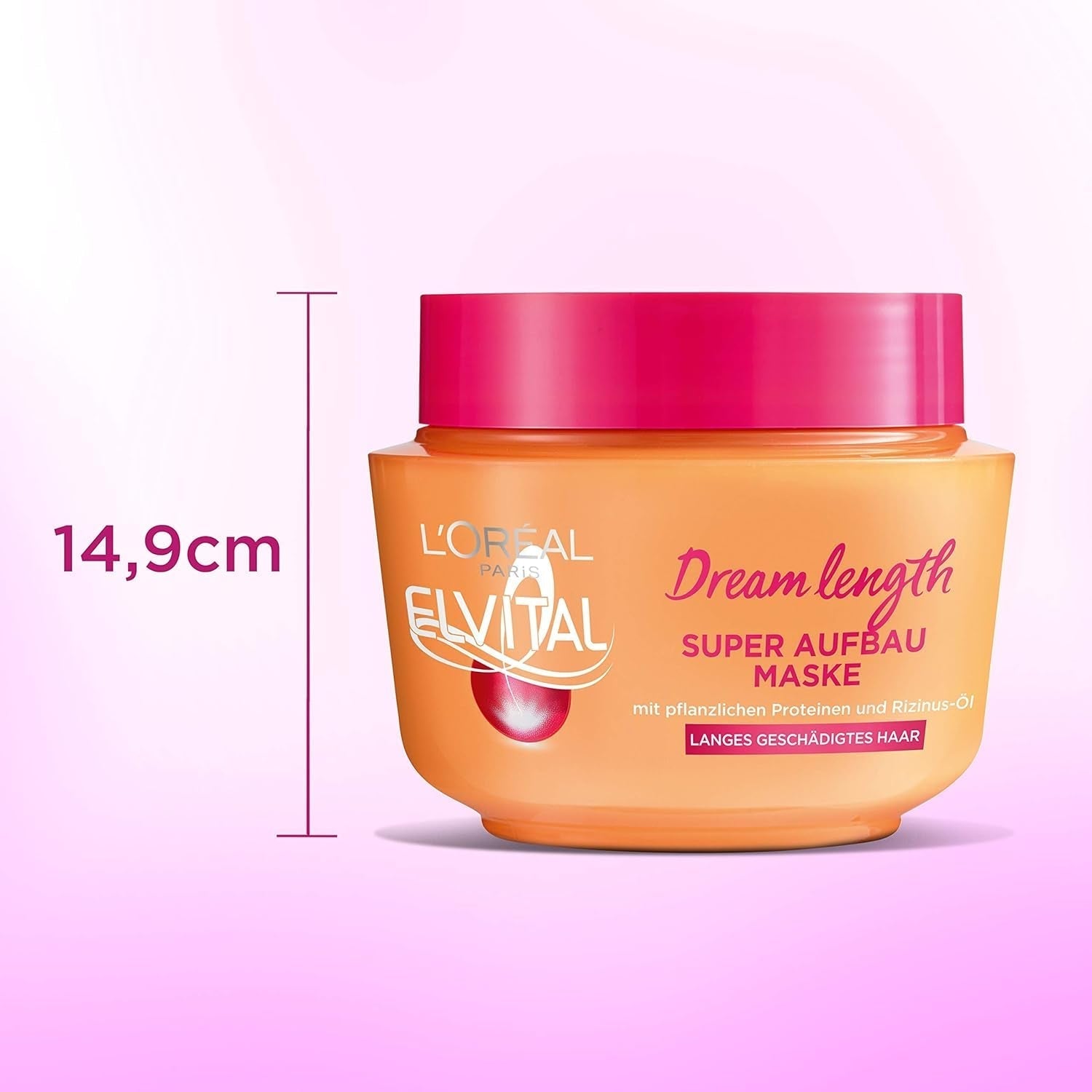 L'Oréal Paris Elvital Anti Split End Hair Mask pentru păr lung, deteriorat, Tratament intensiv pentru clătire, Cu vitamine vegetale și ulei de ricin, Dream Length Super Build-up Mask, 1 x 300 ml Masca de par Naty Shop