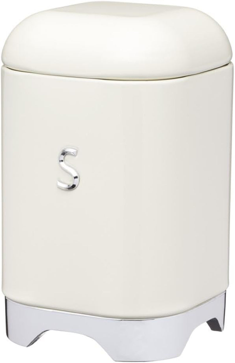KitchenCraft Lovello Boîte à thé en acier blanc Surface texturée Style années 1950 avec couvercle pour thé en vrac et sachets de thé 11 cm x 11 cm x 19 cm Blanc glacé Naty Shop Sucre Vanille