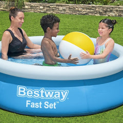 Piscine hors sol Bestway Fast Set sans pompe, Ø 183 x 51 cm, bleue, ronde, 940 litres, matériau TriTech, à monter soi-même, soupape de sécurité, incl. pièce de réparation