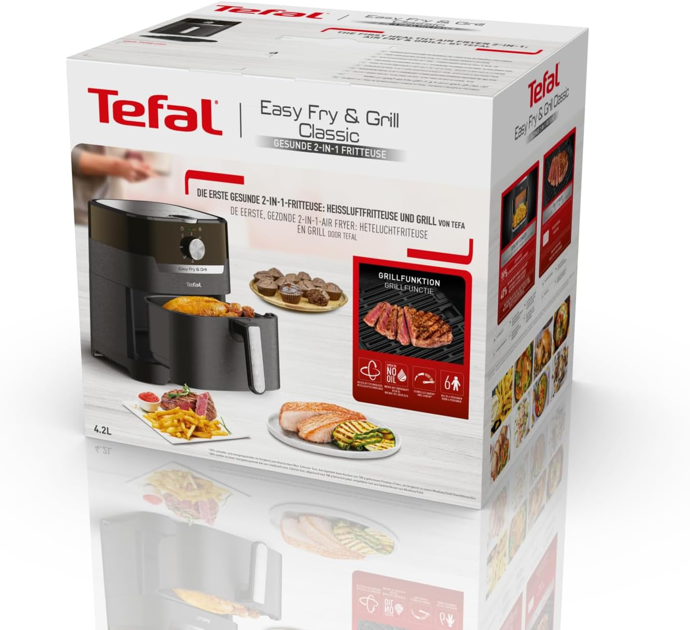 Tefal EY5018 Easy Fry & Grill Classic Friteuse à air, technologie 2 en 1 (Air Fryer et Grill), XL, 4,2 litres pour 6 portions, 1550 watts Électroménagers Naty Shop