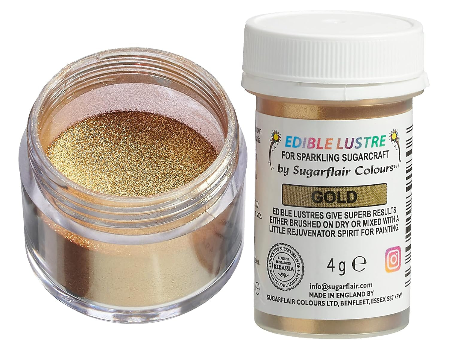 Colorant alimentaire comestible Sugarflair, doré - Poudre de glaçage alimentaire pour gâteaux, muffins, chocolat, pâtisseries, desserts, glaces, boissons, cocktails et plus encore - 4 g