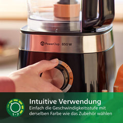 Philips Kompakte Küchenmaschine – 850W, 31 Funktionen, 2.1-Liter-Behälter, Powerchop, Edelstahllklinge (HR7530/10) Cuisine Naty Shop
