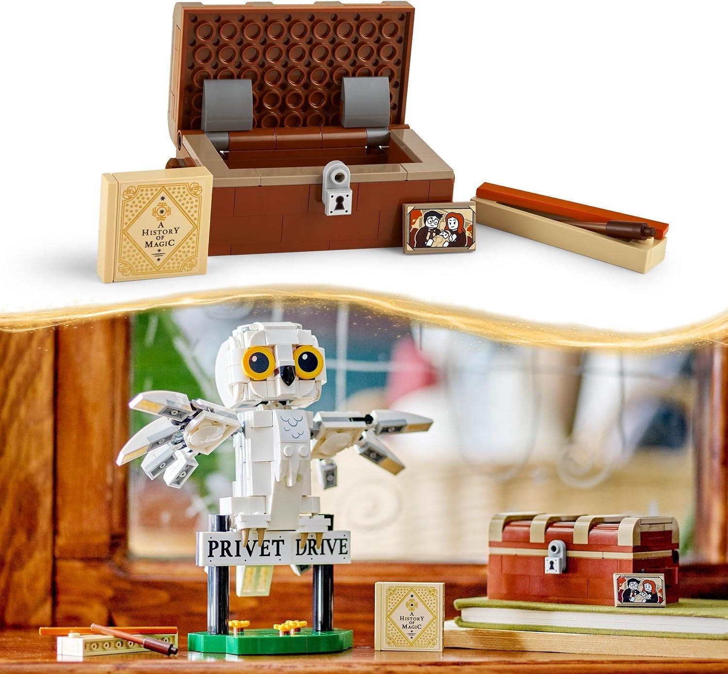 LEGO Harry Potter Hedwige à Privet Drive 4 Ensemble de hibou pour enfants, figurine d'animal à construire avec valise de Poudlard, petit cadeau pour les garçons, les filles et tous les fans à partir de 7 ans 76425 Jeux de construction Besuche den LEGO-Store