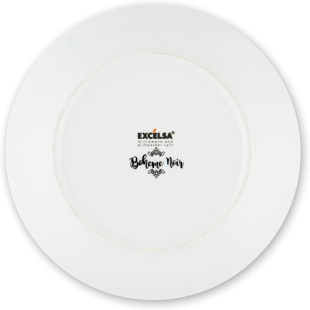 Excelsa Boheme Noir Service d'assiettes, 18 pièces, Porcelaine, Schwarz