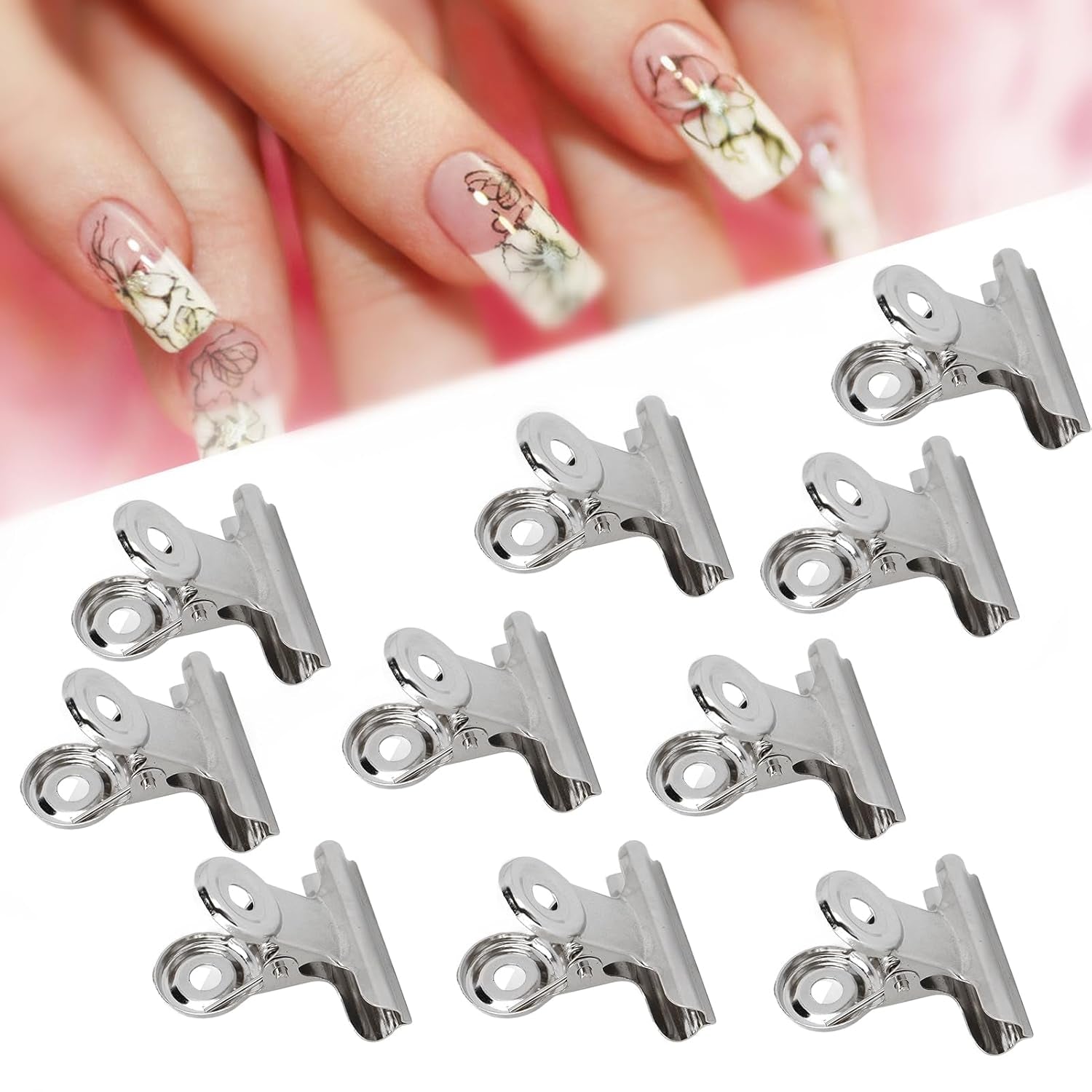 10 pièces pinces à ongles pince en métal pince d'extension d'ongle outil d'art d'ongle fixateur de fibre de verre accessoires d'art d'ongle équipement pratique Durable maison bricolage Salon
