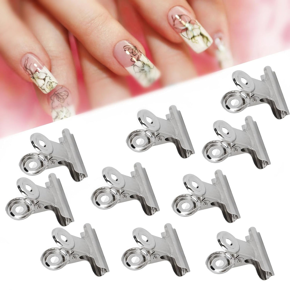 10 pièces pinces à ongles pince en métal pince d'extension d'ongle outil d'art d'ongle fixateur de fibre de verre accessoires d'art d'ongle équipement pratique Durable maison bricolage Salon