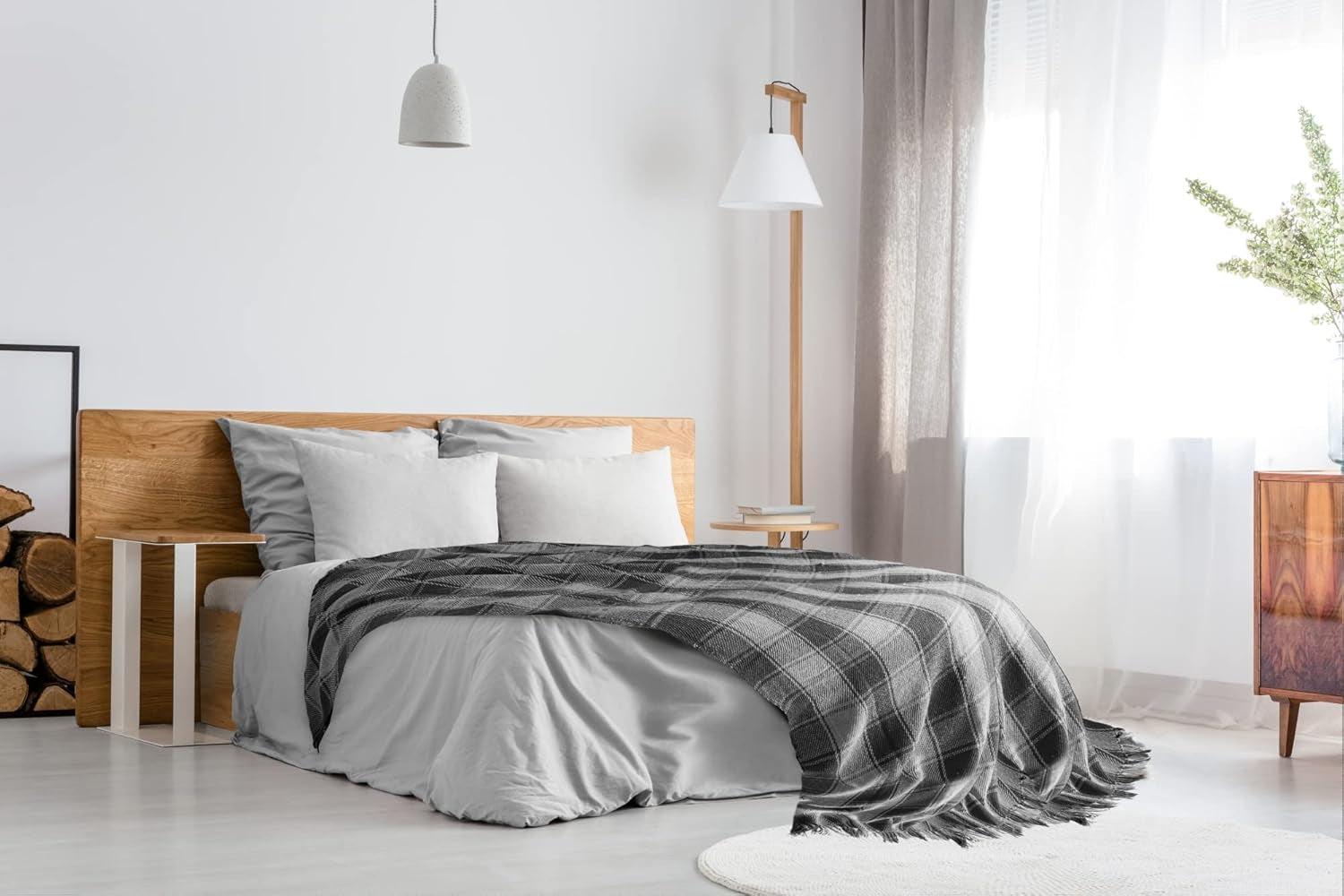 Jeté Frisco, Coton recyclé, Traditionnel, Plaid, Pour chaise, canapé, canapé, jeté, couverture, Anthracite, 127 X 152 Cm Lits et couvertures Emma Barclay