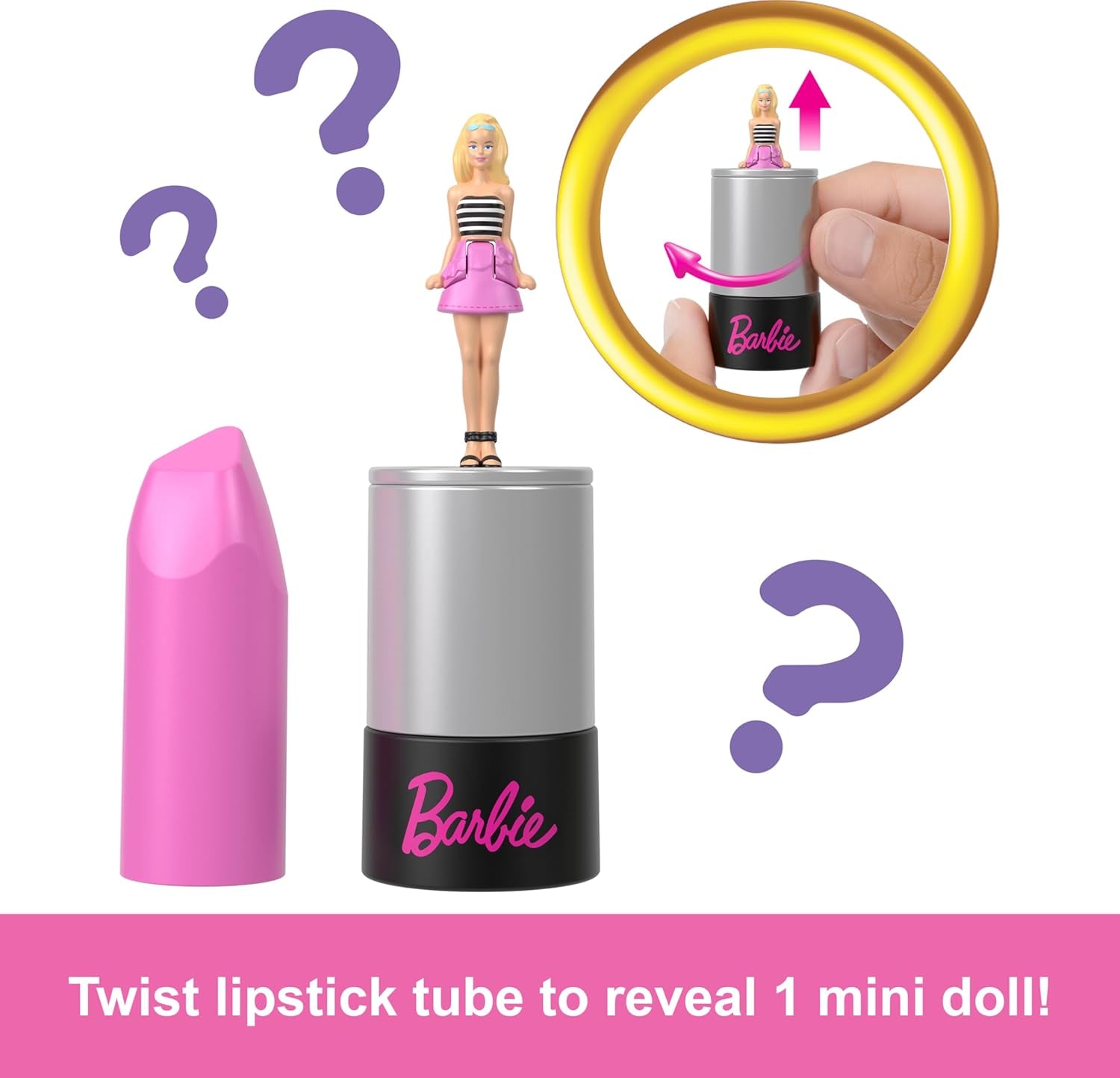 Barbie Mini Barbieland, lot de 5 poupées Fashionistas, env. Mini poupées de 3,8 cm de hauteur dans des manches de rouge à lèvres, ensemble de collection surprise (les styles peuvent varier), JBD26 Naty Shop Dolls