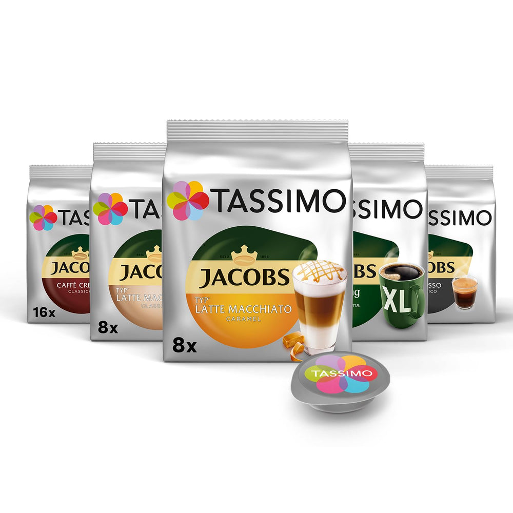 Tassimo Kapseln Probierbox, Vielfaltspaket, 64 Pads, 5 Sorten