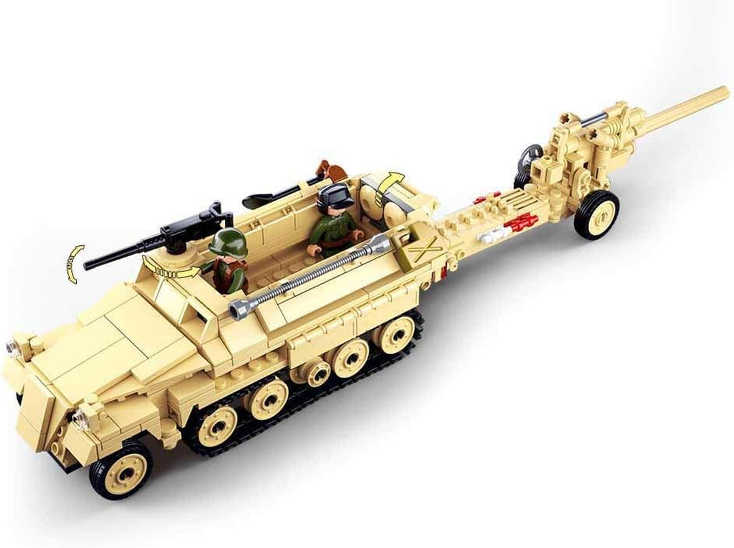 Seconde Guerre mondiale - Deutsches Halbkettenfahrzeug [M38-B0695], Spielset, Klemmbausteine, Soldaten, mit Spielfigur, Army WWII, Für Kinder ab 4 Jahren, Sluban SL95566