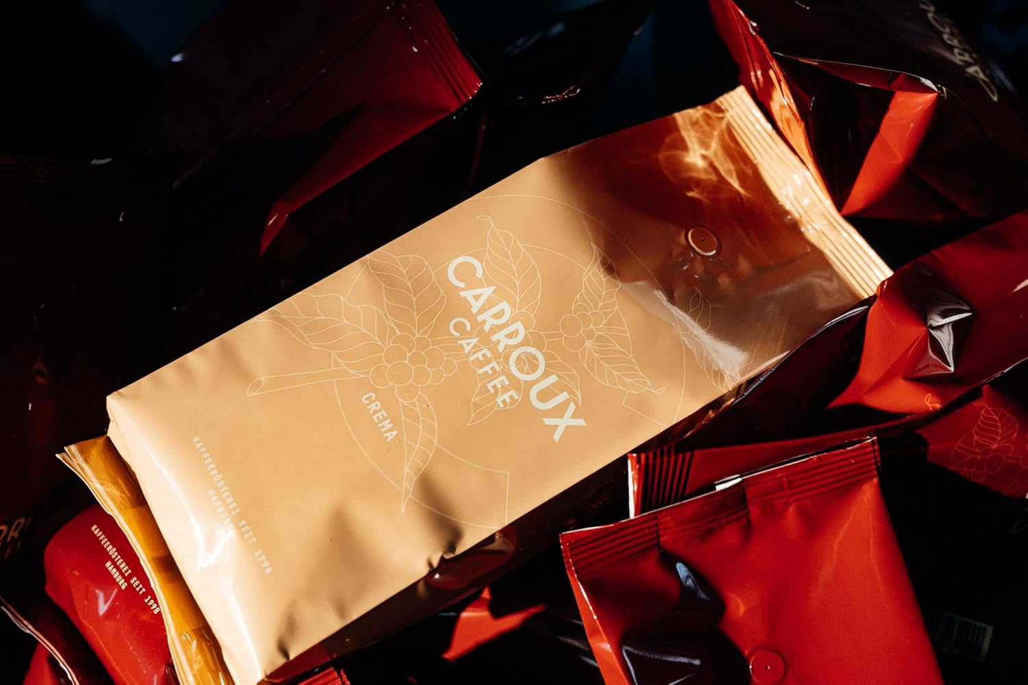 CARROUX Crema grains de café entiers (6 x 500g) - Grains de café haut de gamme de Hambourg - Fraîchement torréfiés de manière traditionnelle