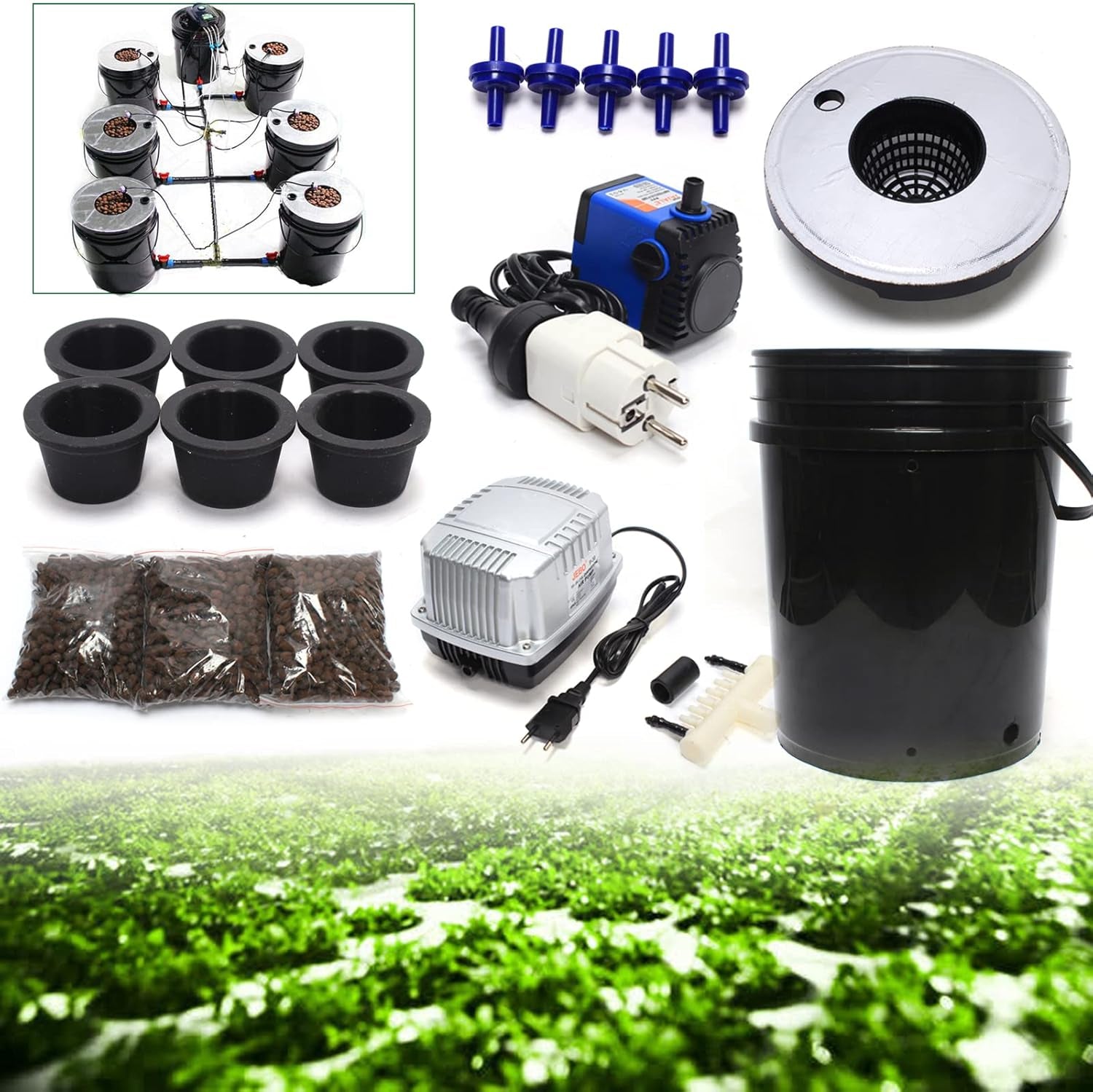 Système hydroponique DWC Kit de système de culture hydroponique de 5 gallons 20 L x 7 seaux Système de culture hydroponique d'intérieur Machine hydroponique multi-barils Système d'irrigation goutte à goutte