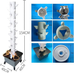 Tour hydroponique, système aquaponique de cire à 15 niveaux et 45 trous, kit de culture aéroponique de jardin sans fil pour herbes, fruits et légumes avec pompe d'hydratation, adaptateurs, pots en maille