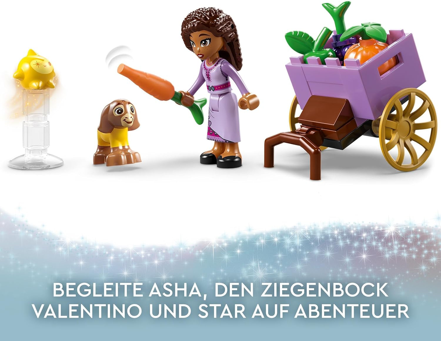LEGO 43223 Disney Wish Asha à Rosas City, ensemble du film Wish avec marché, mini poupée Asha, Valentino en chèvre jouet et figurines étoiles, cadeau pour enfants de 6 ans, ensembles de construction pour filles et garçons Besuche den LEGO-Store
