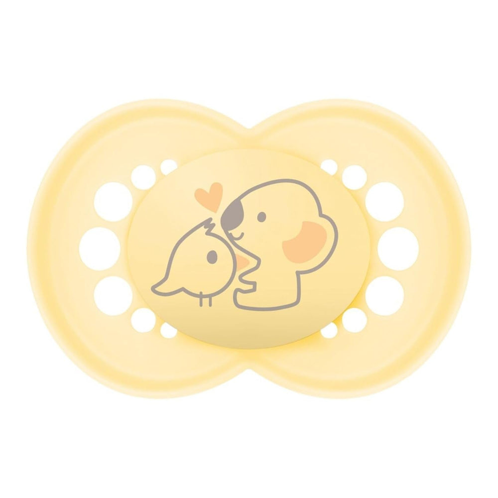 MAMAN | Sucette originale beige 18+ mois (pack de 3) couleur aléatoire - Tétine symétrique en silicone ultra-doux - Sucette bébé de forme anatomique pour un développement optimal de la bouche