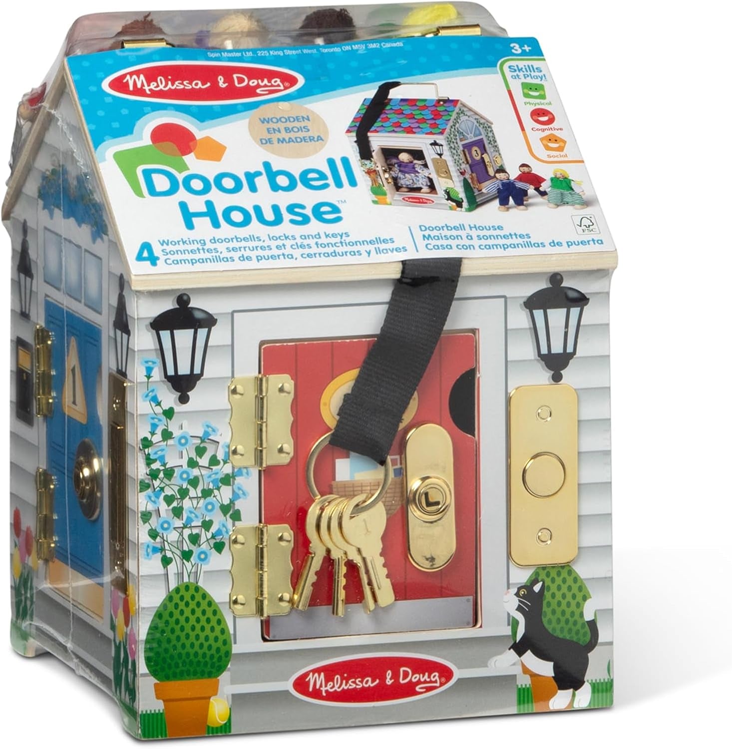 Melissa & Doug Maison de poupée en bois avec sons de cloches, multicolore, convient aux enfants de 3 ans et plus, garçons et filles