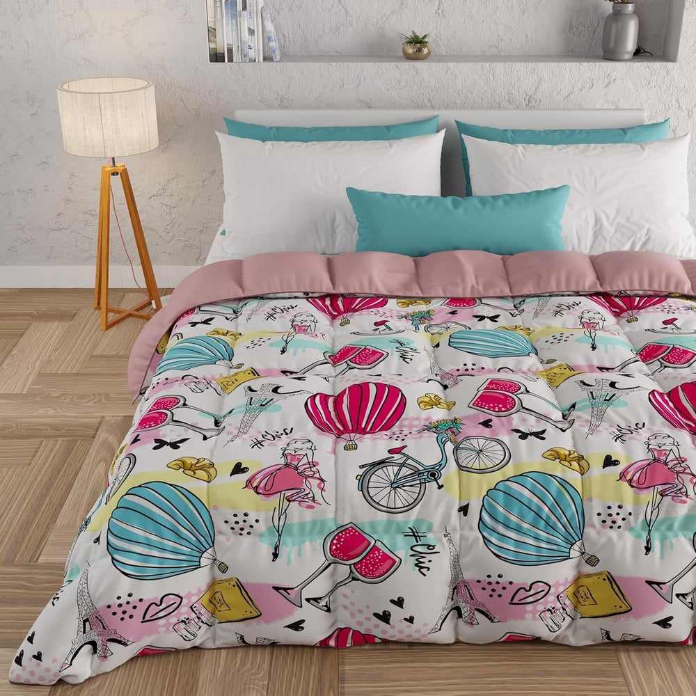 PETTI Artigiani Italiani - Couette d'hiver, Couette d'hiver, Couette simple, Double face, Impression monochrome et numérique, microfibre 100% hypoallergénique, Fabriqué en Italie