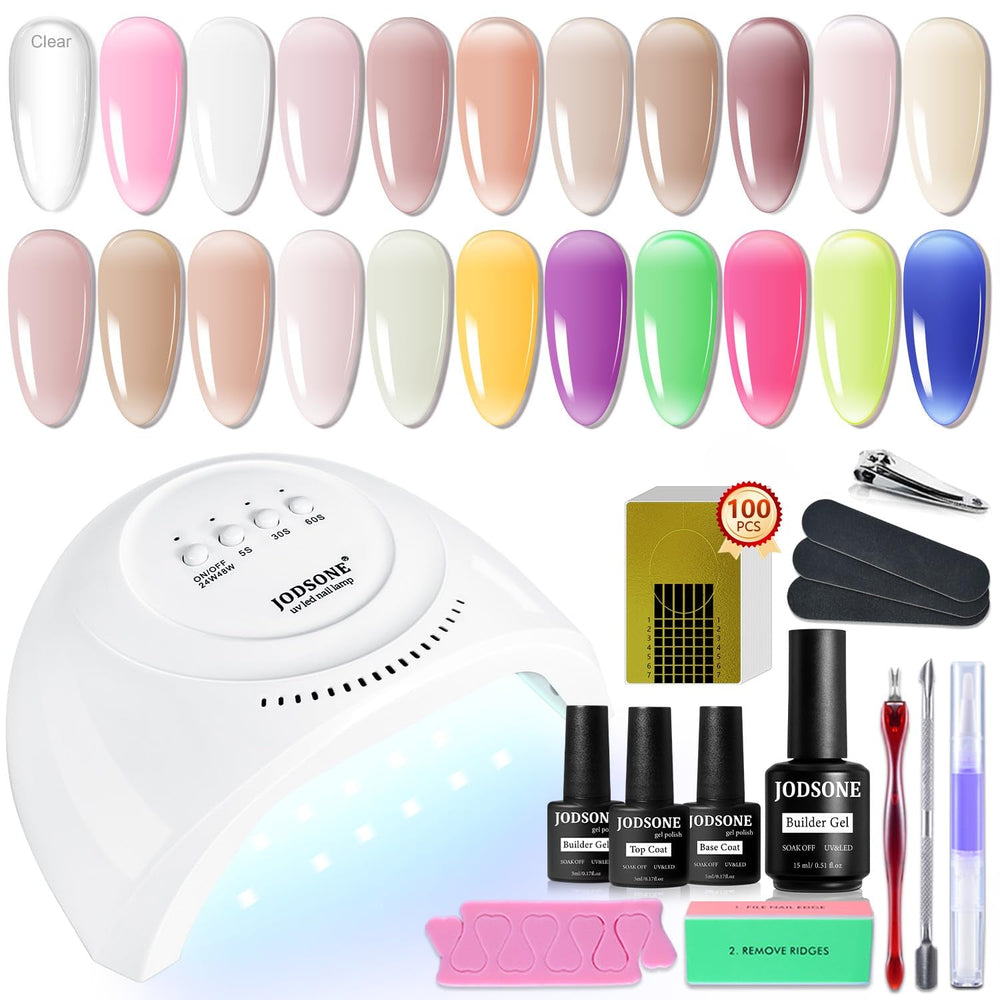 JODSONE 36-Teiliges Gel-Nagellack-Set, 32 Farben, Gel-Nagellack-Set, Basislack, Glänzend, Matt Und Glitzernder Decklack, Naillack-Set, Grün, Blau, Rot, Rosa, Kollektion, Geschenke Für Frauen