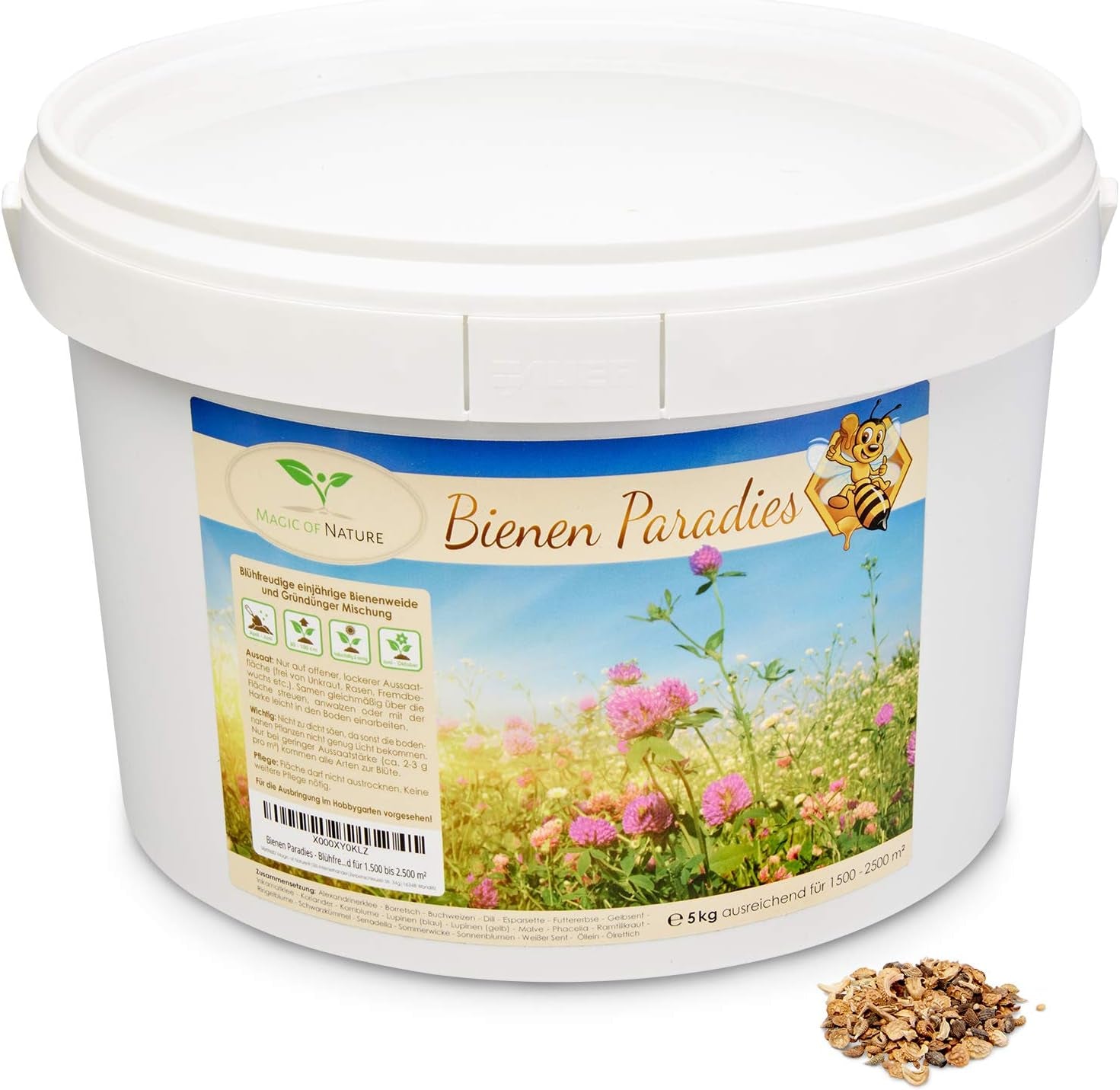 Mélange de graines de fleurs Magic of Nature - Bee Paradise - 1 kg - Facile à utiliser - Apiculture fleurie - Conseils de semis - Pour 300 à 500 m²