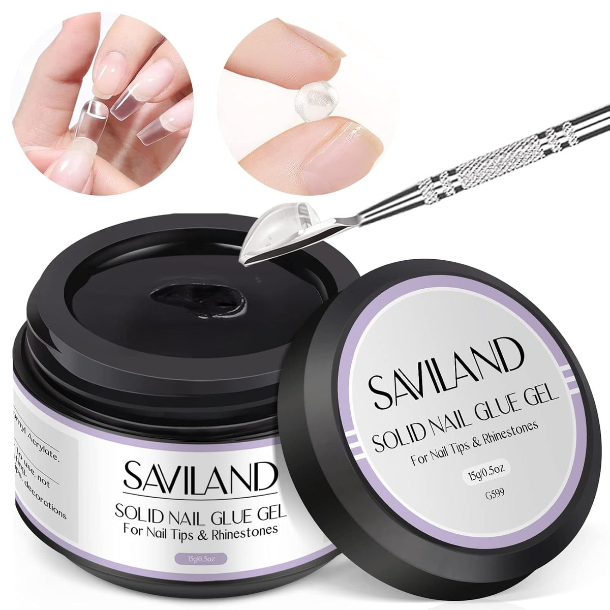 SAVILAND Fester Nagelkleber Gel: 30-Tage Lang Anhaltender Stronger Nagelkleber Für Press on Nails Falsche Nagelspitzen 15Ml U V Nagelkleber 3D Gel-Nagelkunst-Kleber for Verwendung Im Salon Zu Hause