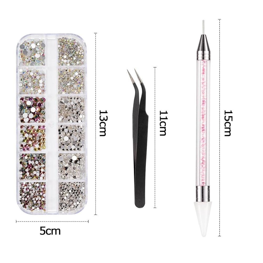 5600 pièces Strasssteine ​​​​Nägel Nail Art, 36 Farben Glitzersteine, Dekorationen Nagelsteine ​​​​Für Nagelkunst, Einschließlich Wachsstift Für Strasssteine ​​​​​​et Strass-Picker