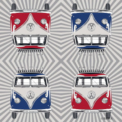 BRISA VW Collection – Serviettes de table Volkswagen Bus T1 (rayures Samba/rouge/3 épaisseurs)