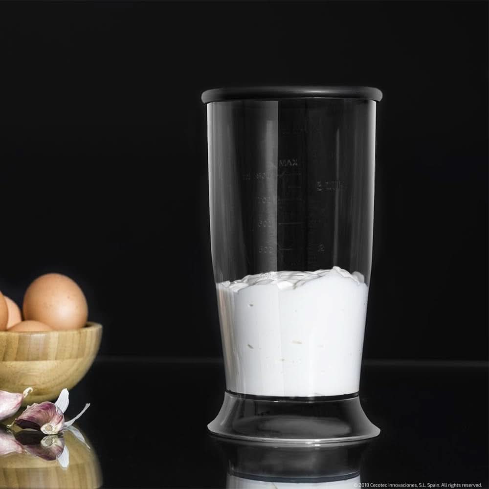 Cecotec Batteur à main Powergear 1500 - Klingen Aus Titanium Beschichtung, 21 Geschwindigkeitsstufen, 1500 W, Inklusiv Glas Mit Deckel. (Schwarz Und Edelstahl, XL) Cuisine Naty Shop