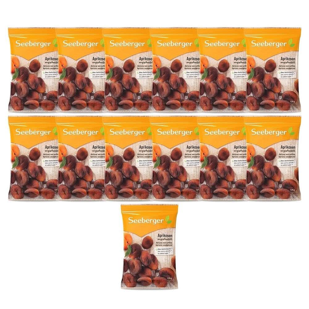 Seeberger Abricots secs non traités, au goût sucré-fruité - sans sucre ajouté, 13 x 125 grammes Produits déshydratés Naty Shop