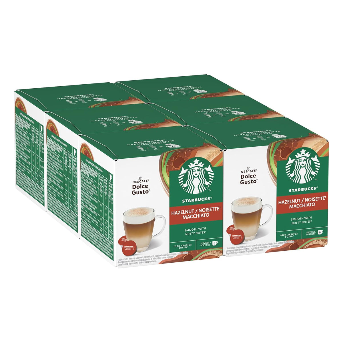 STARBUCKS Macchiato aux noisettes de Nescafé Dolce Gusto, Dunkle Röstung, Kaffeekapseln 6 x 12 (72 Kapseln)