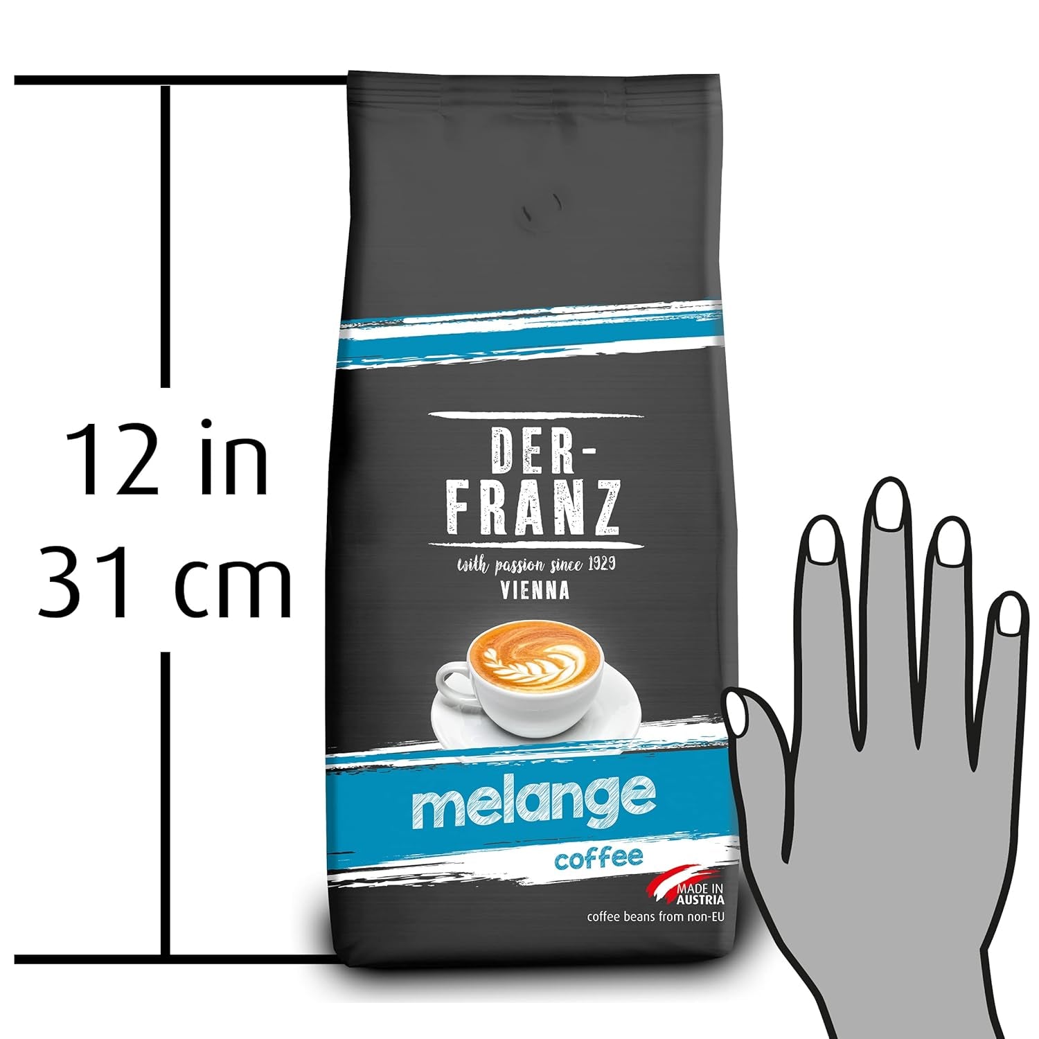 Café Der-Franz Melange, force 3/5, 100 % Arabica, grains de café entiers, 4 x 1000 g