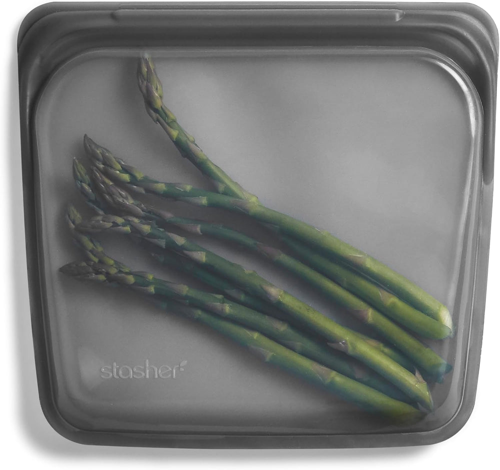 Sac Stasher Sac alimentaire réutilisable en silicone de qualité supérieure Sac à sandwich Transparent Durable Four Lave-vaisselle Congélateur Sac à déjeuner écologique Étanche 828 ml Boîtes de conservation des aliments Naty Shop Ash