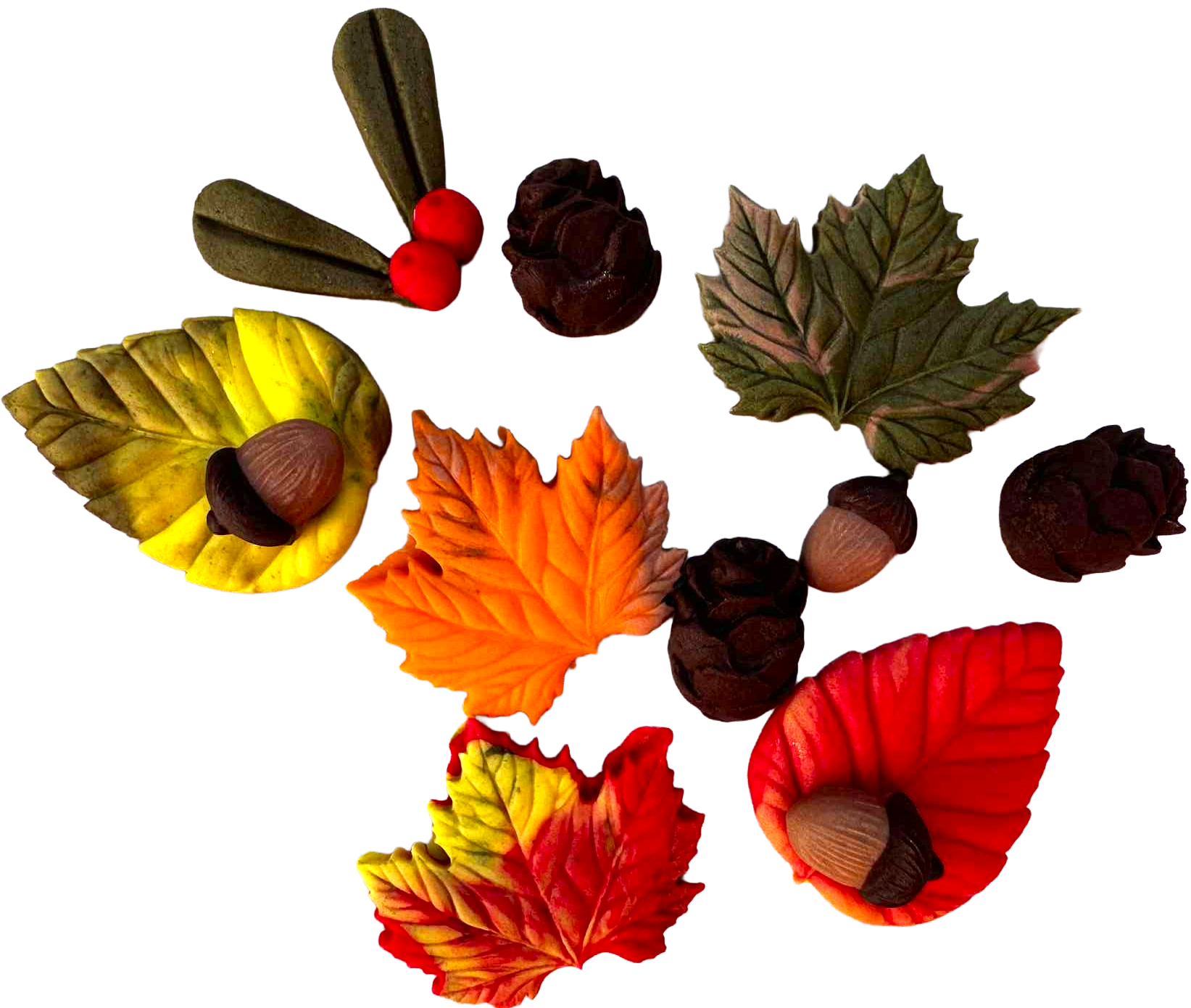 Délices d'Automne Lot de 12 Décorations Comestibles en Pâte à Sucre Feuilles d'Automne - Idéal pour décorer les gâteaux