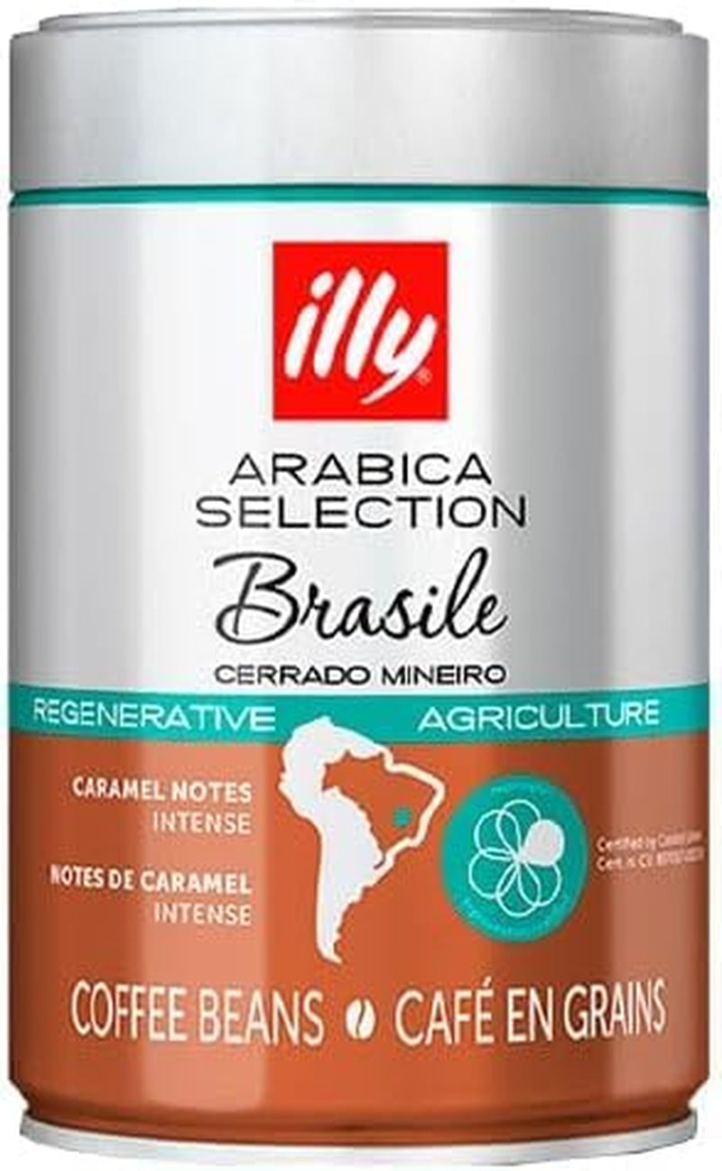 ILLY 6 boîtes de café en grains de 250 grammes chacune, Sélection Arabica, Brésil, certificat Cerrado Mineiro, Regenagri
