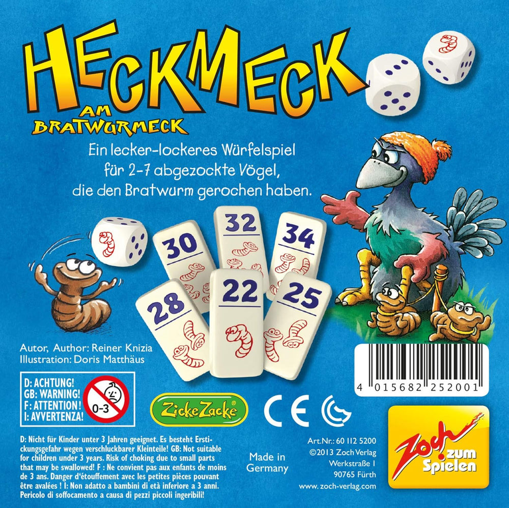 Zoch 601125200 – Heckmeck am Bratwurmeck – le jeu de dés turbulent dans le cadre de poulet populaire pour les oiseaux intelligents qui ont senti le ver bratwurmeck, à partir de 8 ans