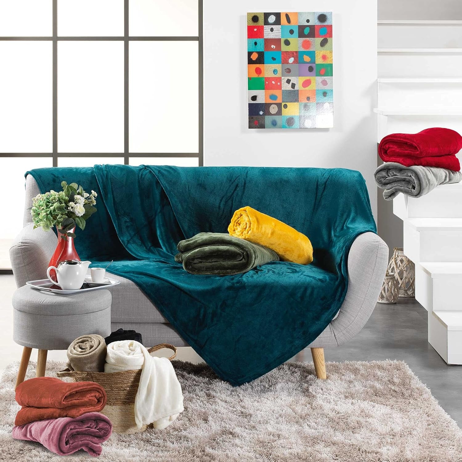 Douceur D'Intérieur, Couverture Flanelle, 125 X 150 Cm, Rose, Couettes et quilts en Flanelle Naty Shop