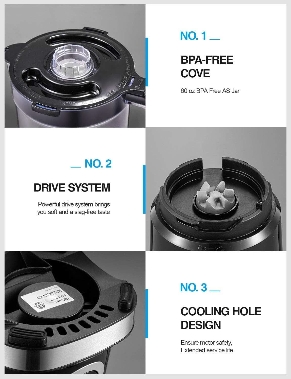 Mixeur, batteur sur socle avec 4 doigts, mixeur pour smoothies, milkshakes et sécurité, mixeur avec edelstahlklingeneinheit, sécurité de cuisine Naty Shop