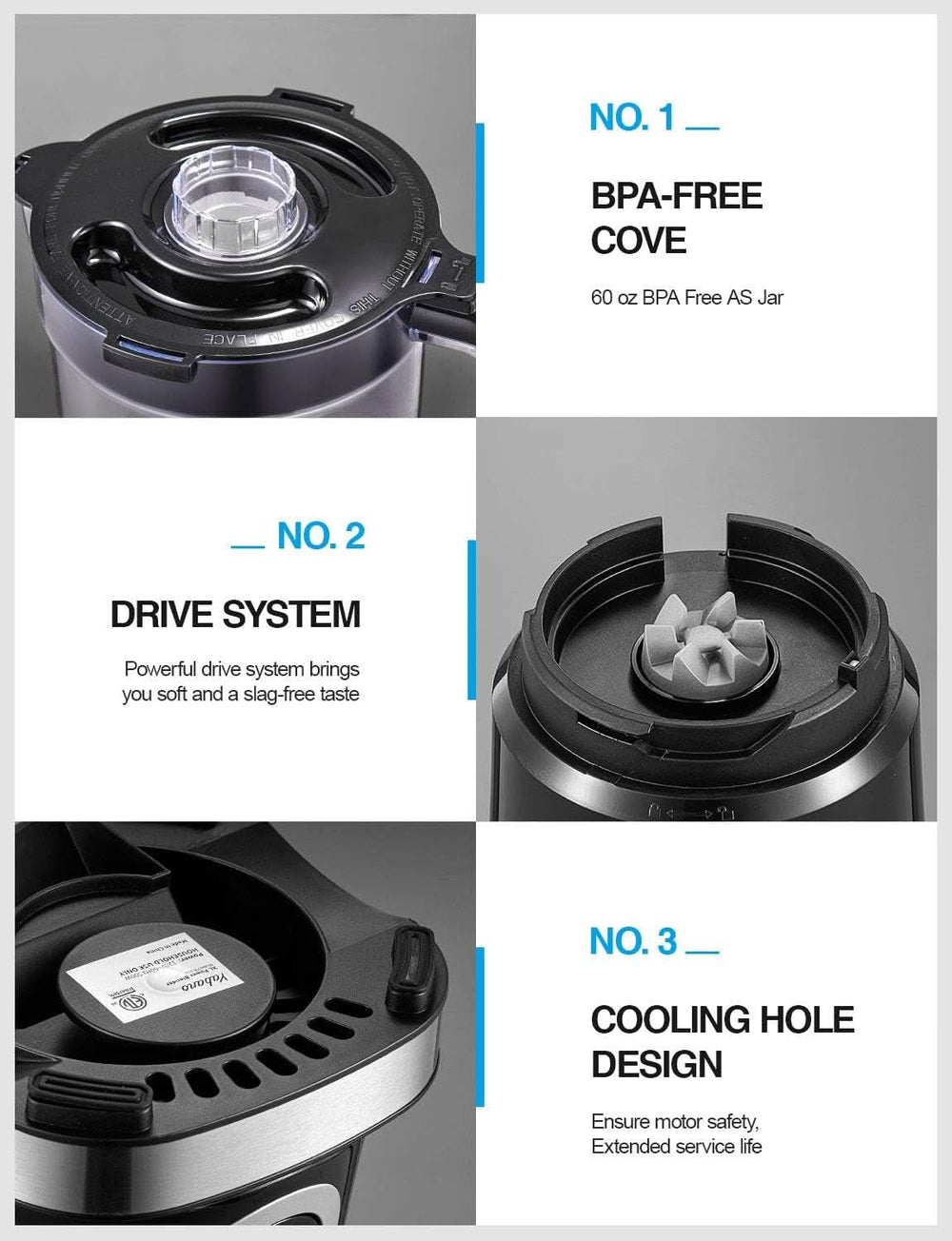 Mixeur, batteur sur socle avec 4 doigts, mixeur pour smoothies, milkshakes et sécurité, mixeur avec edelstahlklingeneinheit, sécurité de cuisine Naty Shop