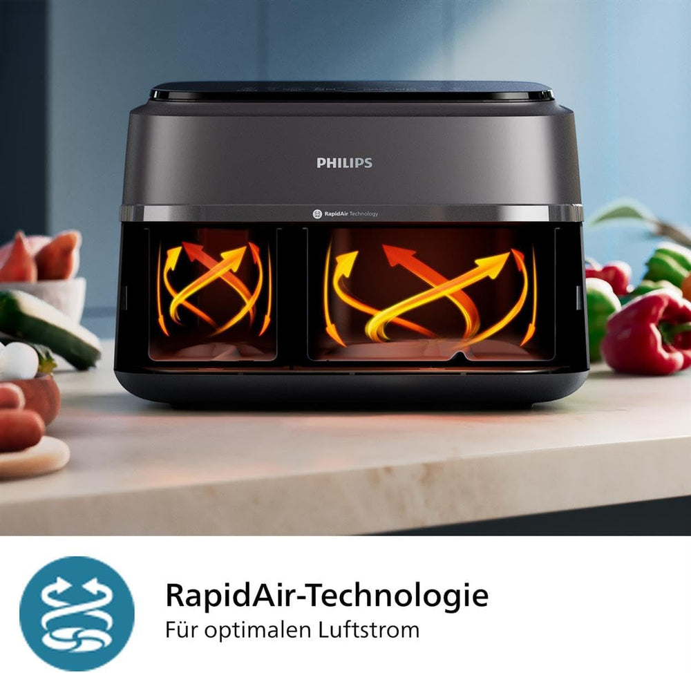 Philips Airfryer Dual Basket 3000 Series, 9L, 2 paniers, 2 plats prêts en même temps, technologie Rapidair plus électroménagers à air chaud Naty Shop