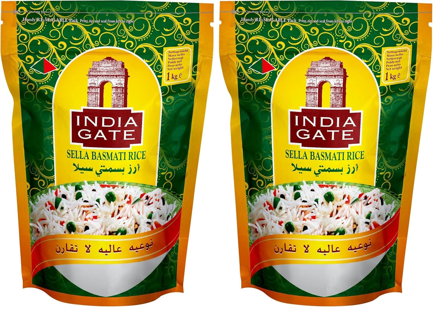 INDIA GATE Riz Sella Basmati, précuit (d'Inde, grain long fin), aromatisé, emballage en vrac - 1 paquet (1 x 1 kg)