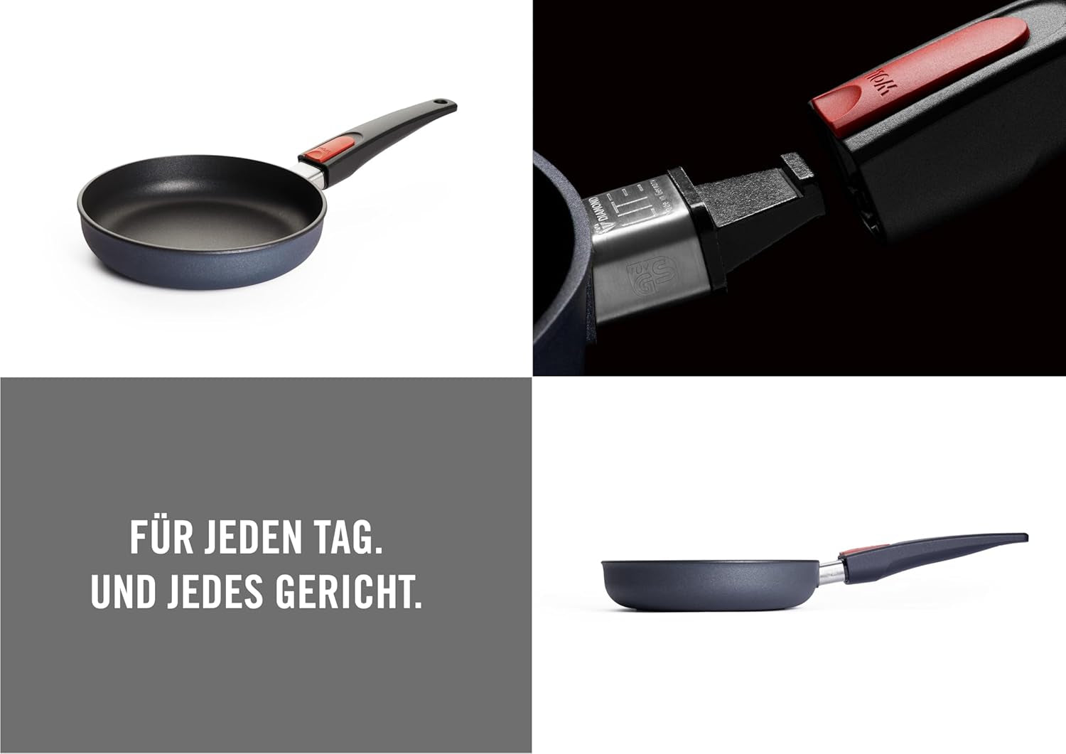 Poêle plate Woll Diamond Lite - Induction -, Ø 20 Cm, Hauteur 5 Cm, Avec poignée amovible - Convient à tous types de feux, Fonte d'aluminium, Revêtement antiadhésif Casseroles et poêles Naty Shop