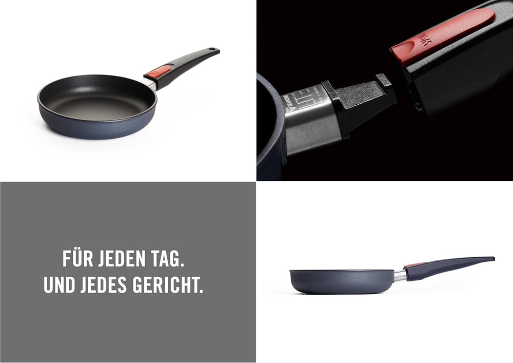 Poêle plate Woll Diamond Lite - Induction -, Ø 20 Cm, Hauteur 5 Cm, Avec poignée amovible - Convient à tous types de feux, Fonte d'aluminium, Revêtement antiadhésif Casseroles et poêles Naty Shop