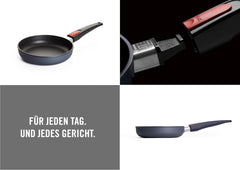 Poêle plate Woll Diamond Lite - Induction -, Ø 20 Cm, Hauteur 5 Cm, Avec poignée amovible - Convient à tous types de feux, Fonte d'aluminium, Revêtement antiadhésif Casseroles et poêles Naty Shop