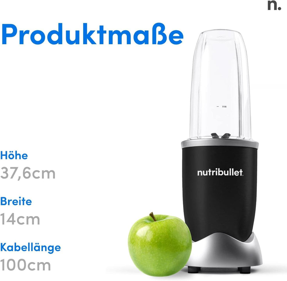 Nutribullet Pro, 900 Watt Leistung, Einfach and Schnell in Der Anwendung, Kompakt, Leicht Zu Reinigen, Mit 700 Ml Becher, Smoothiemixer, Smoothie Maker, Electric Mixer, NB904B, Schwarz Mother and Child Naty Shop