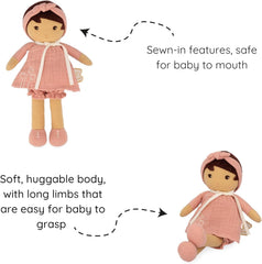 KALOO - Tendresse – Meine 1. Puppe aus Amandin-Stoff – Stoffpuppe 25 cm – Rosa aus Chiffon – Matte Haut – schöne Geschenkbox und Band personalisierbar – ab der Geburt K200004