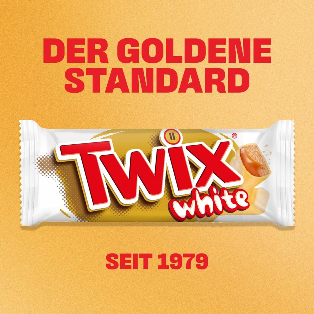 Barres de chocolat blanc Twix ; caramel, biscuits, chocolat blanc ; plusieurs paquets de chocolats ; 5 barres (5 x 46 g)