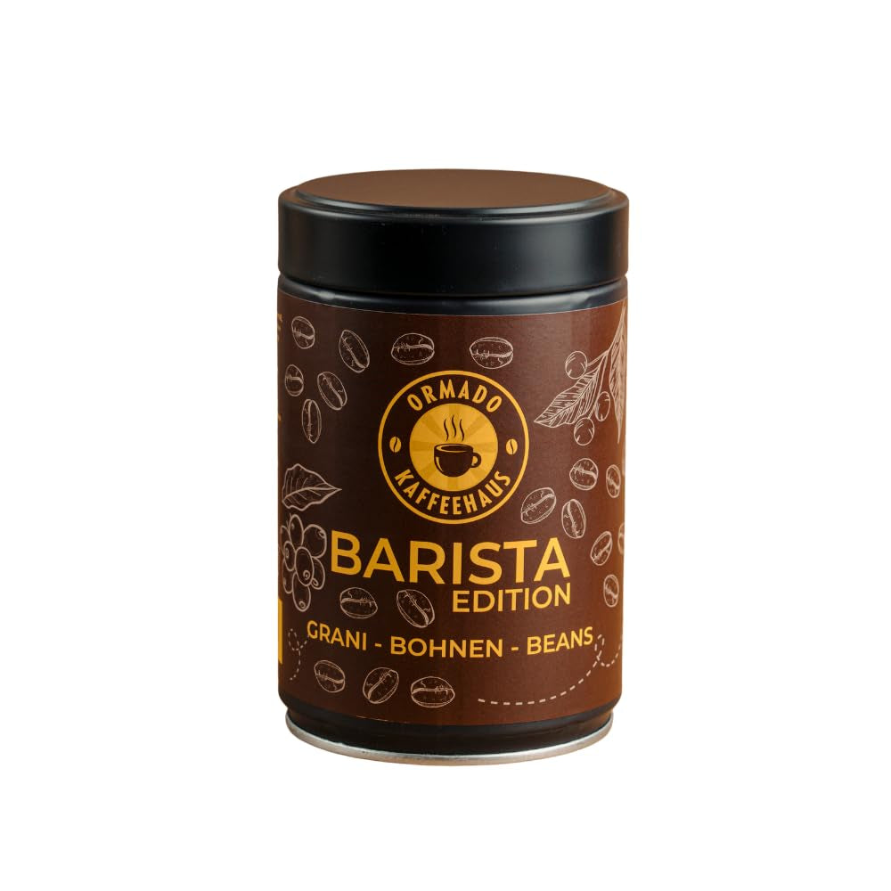 Ormado Coffee House Barista Edition, grains de café brevetés du Kenya – mélange Arabica et Robusta, grains de café entiers pour machines à café entièrement automatiques, grains torréfiés, café complet 250 g, entièrement automatique