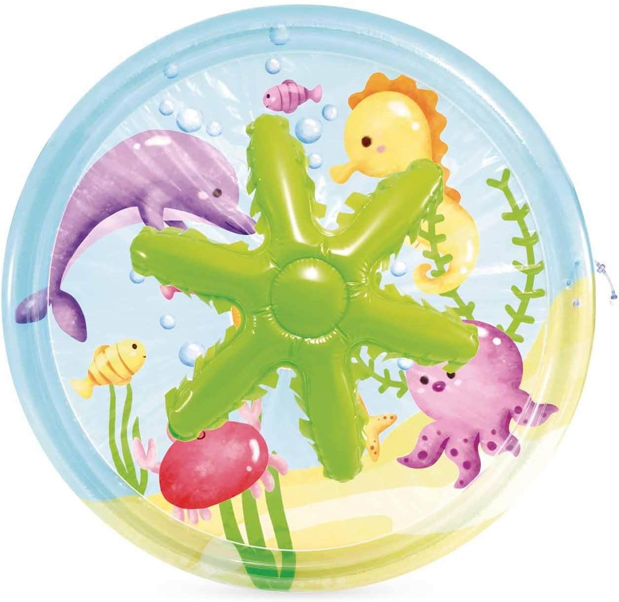 Piscină gonflabilă pentru copii Intex cu spray de palmier, Ø 173 x 104 cm, cu pulverizator de apă, conexiune furtun, capacitate 166 l, design tropical, vinil rezistent, pentru copii de 2 ani și peste (56433)