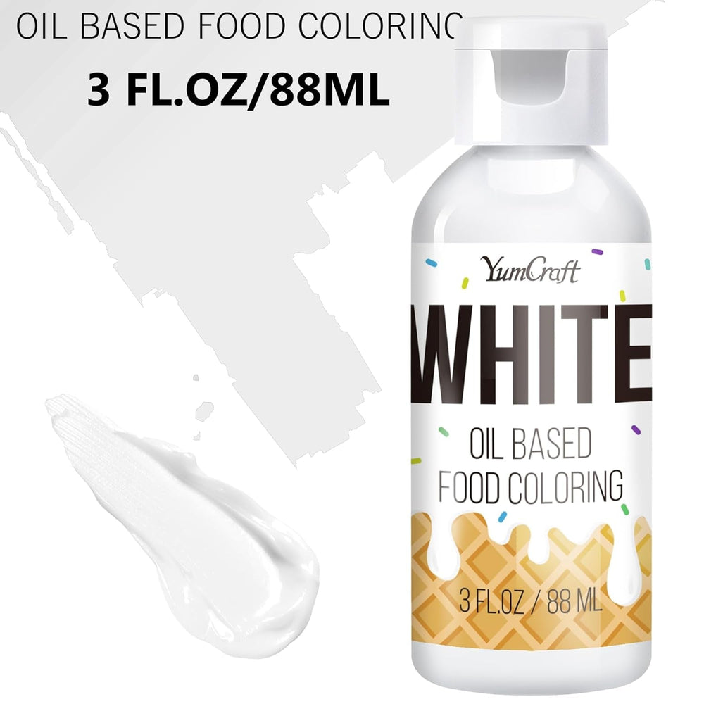 Colorant alimentaire liposoluble – Colorant alimentaire à base d'huile pour chocolat, crème au beurre, bonbons, glaçage – Colorant alimentaire concentré à base d'huile pour la pâtisserie, la cuisine, le fondant (blanc, 88 ml)