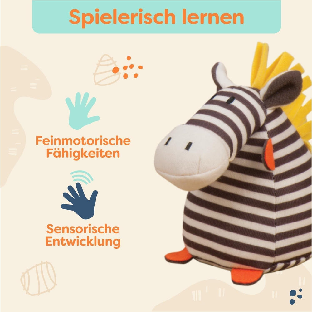 B. toys Ensemble de jouets pour bébé avec peluche zèbre, anneau de dentition, blocs de construction souples et balles - Coffret cadeau de jouets de motricité pour nouveau-nés à partir de 0 mois Jouets pour bébés Naty Shop